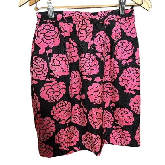 Vintage Valentino Night Silk Fuschia Rose Skirt w/ Pockets Size 0 - Picture 9 of 16